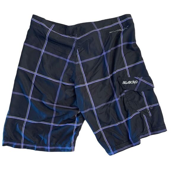 Billabong Mens Recycler Hydrostretch Boardshorts Checkered Purple Black Size 36 - Picture 2 of 8